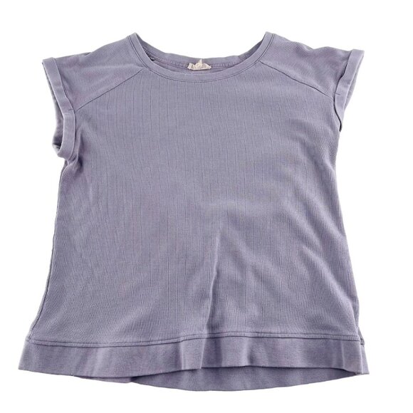 Jane & Delaney Women's Gray Short Sleeve Top Size S Cotton Blend Thermal - Picture 1 of 5